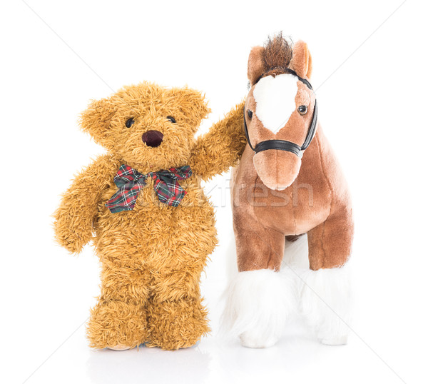 Teddybär Pferde weiß Pferd Spielzeug Puppe Stock foto © stoonn