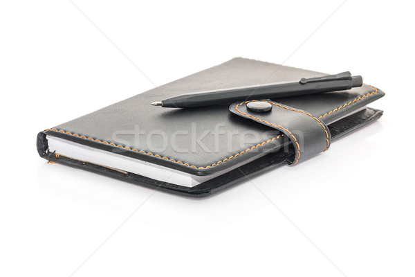 Noir cuir note livre stylo blanche [[stock_photo]] © stoonn