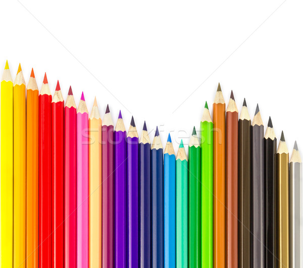 Sets of colored pencils in rows Stock photo © stoonn