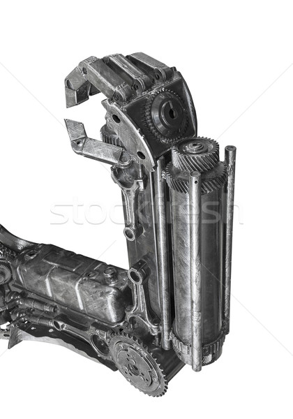Hand of Robot sculpture made from scrap metal isolated Stock photo © stoonn