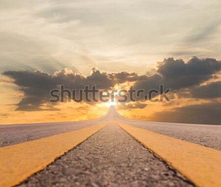 Road asphalt suspended to big sun Stock photo © stoonn