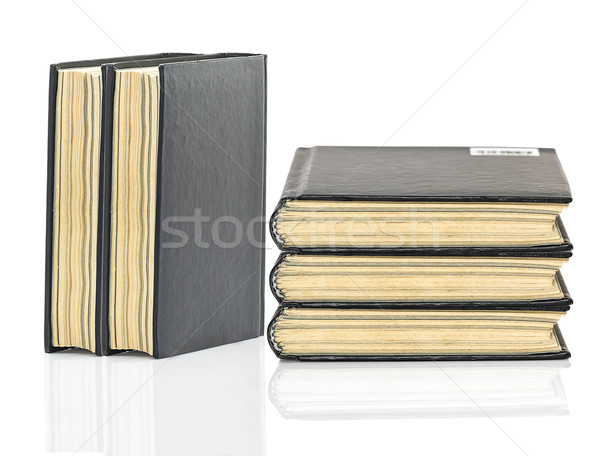 Foto stock: Negro · tapa · dura · libro · blanco · reflexión