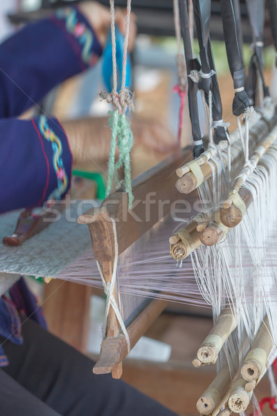 Mujer blanco patrón tejido máquina Foto stock © stoonn