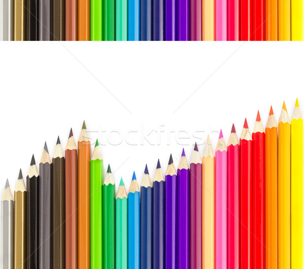 Sets of colored pencils in rows Stock photo © stoonn