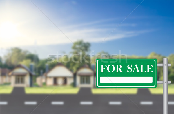 Stockfoto: Home · verkoop · groene · teken · huis · boom