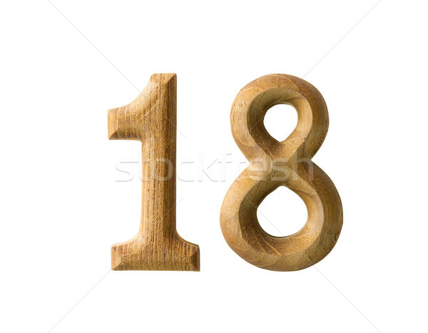 Stock photo: Wooden numeric 18