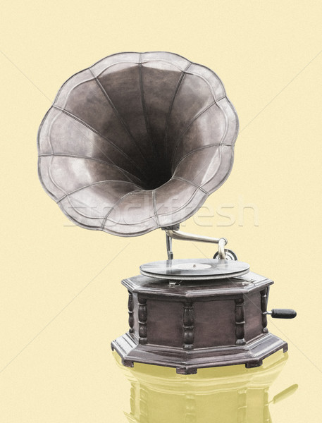 Stockfoto: Vintage · grammofoon · schijf · geïsoleerd · grunge · muziek