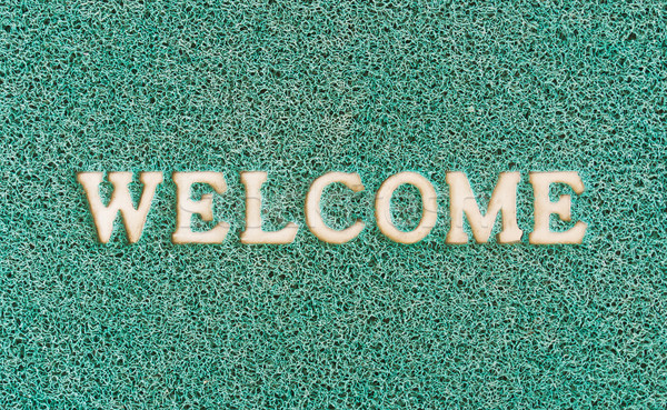 Zöld ajtó üdvözlet írott iroda papír Stock fotó © stoonn