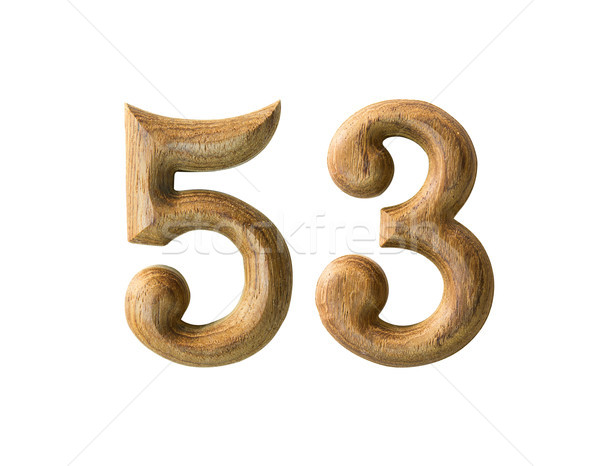 Stock photo: Wooden numeric 53