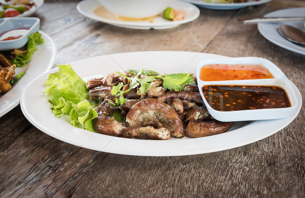 Pig's intestines grilled thai style food Stock photo © stoonn