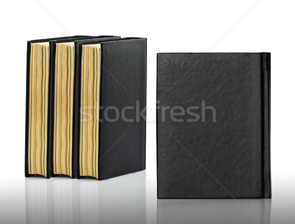 Zárva fekete könyv fektet fehér papír Stock fotó © stoonn