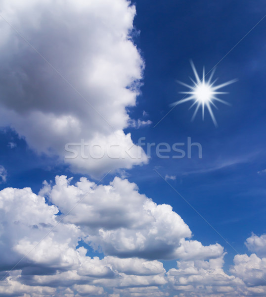 Blue sky with white clouds and sun Stock photo © stoonn