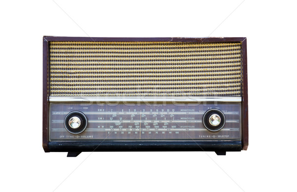 Vechi radio izolat alb tehnologie stâncă Imagine de stoc © stoonn