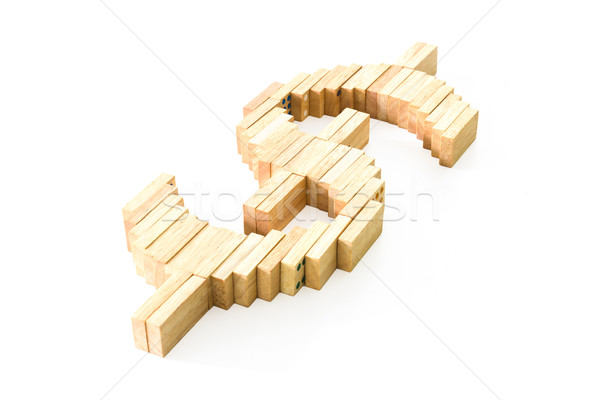 Dollar Symbol Holz domino weiß Geld Stock foto © stoonn