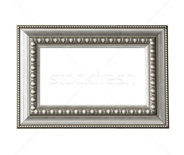 [[stock_photo]]: Vintage · argent · cadre · isolé · blanche · bois