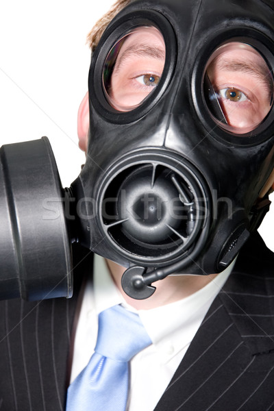Man with gasmask and suit Stock photo © Stootsy