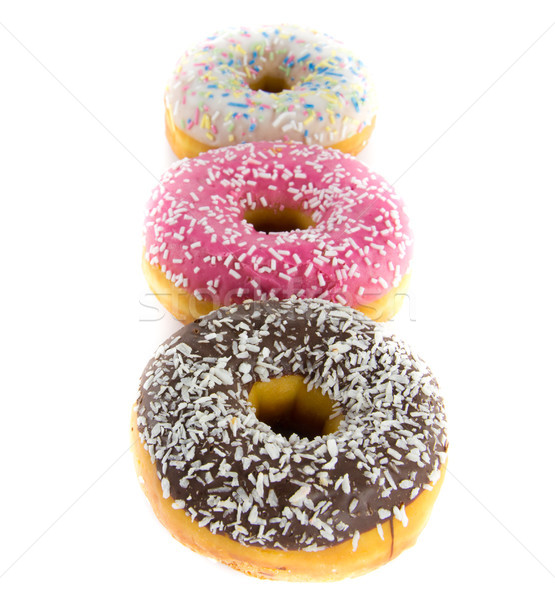 Rangée donuts photos trois blanche alimentaire [[stock_photo]] © Stootsy