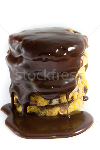 Schokolade Cookies geschmolzen Bild Haufen schwarz Stock foto © Stootsy
