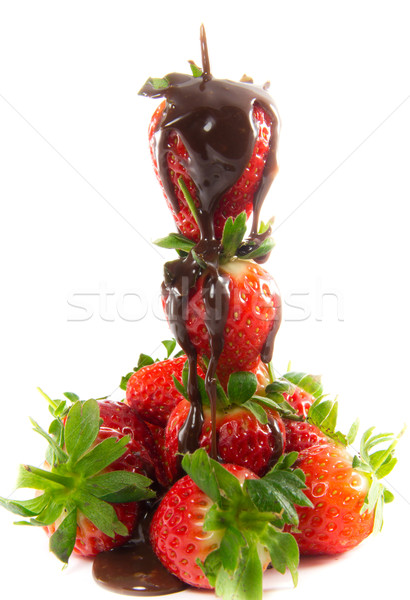 Gesmolten chocolade aardbei toren foto aardbeien Stockfoto © Stootsy
