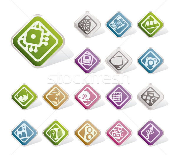 Foto stock: Simple · ordenador · rendimiento · iconos · vector