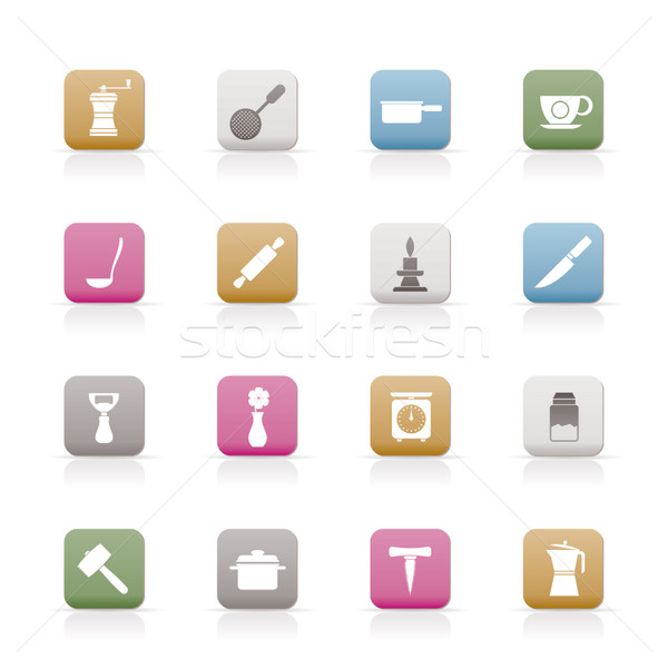 Kitchen and household tools icons  Stock photo © stoyanh