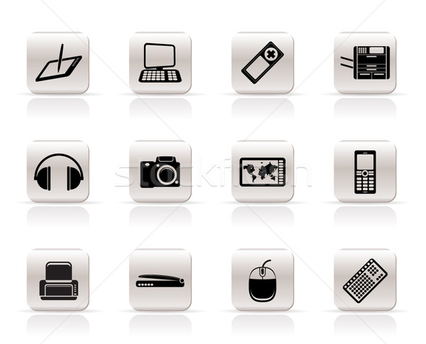 Stock photo: Simple Hi-tech technical equipment icons 