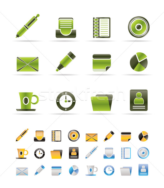 Oficina negocios iconos vector colores Foto stock © stoyanh