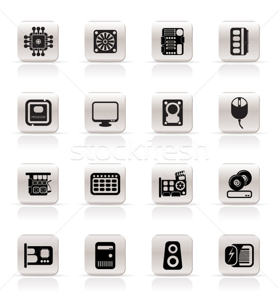 Foto stock: Simple · ordenador · rendimiento · iconos · vector