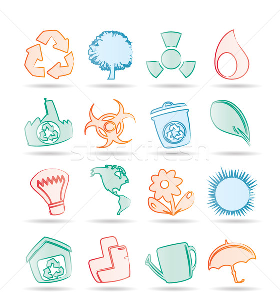 Stock photo: Simple Ecology and Recycling icons 