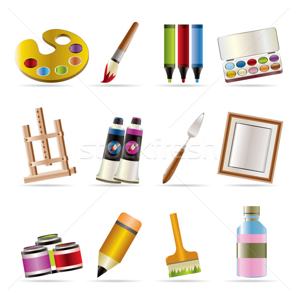 painter, drawing and painting icons  Stock photo © stoyanh