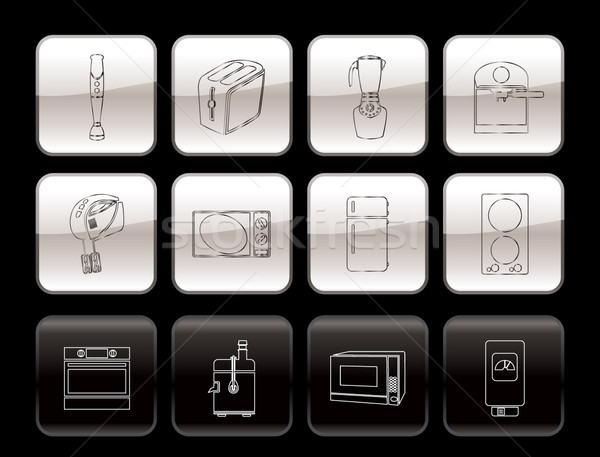 Kitchen and home equipment icons Stock photo © stoyanh