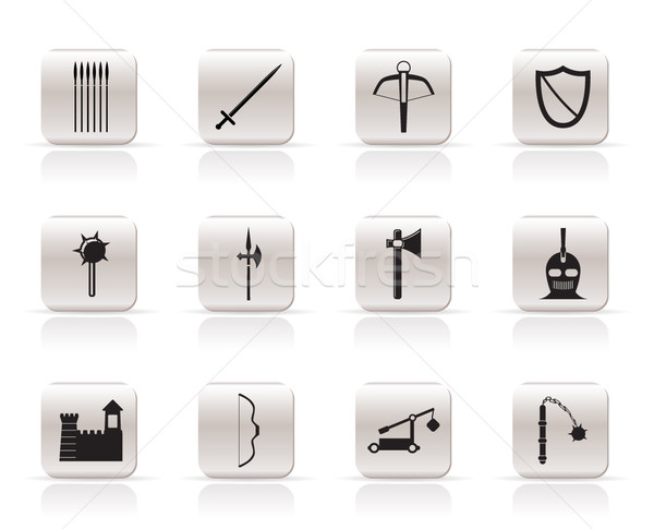 Simple medieval arms and objects icons Stock photo © stoyanh