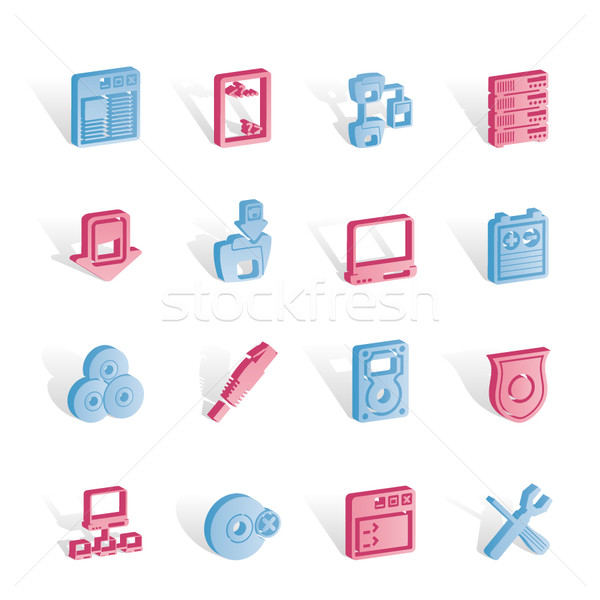 Servidor lado los iconos de ordenador vector Internet Foto stock © stoyanh