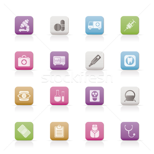 Stock photo: medical, hospital and health care icons 