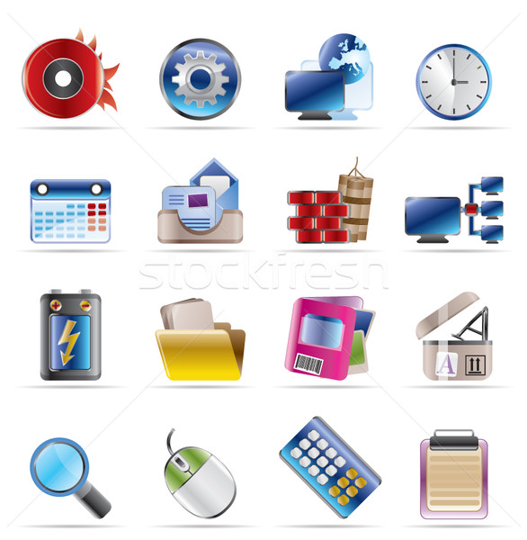 Számítógép mobiltelefon internetes ikonok vektor ikon gyűjtemény üzlet Stock fotó © stoyanh