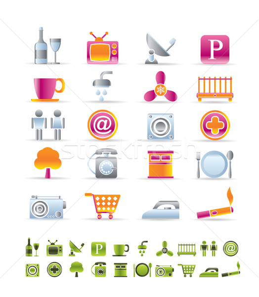 Hotel and Motel objects icons  Stock photo © stoyanh
