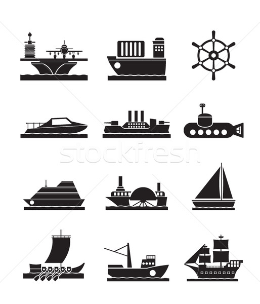 Stock photo: different types of boat and ship icons 