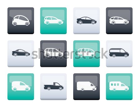 Különböző autók ikonok vektor ikon gyűjtemény fekete Stock fotó © stoyanh