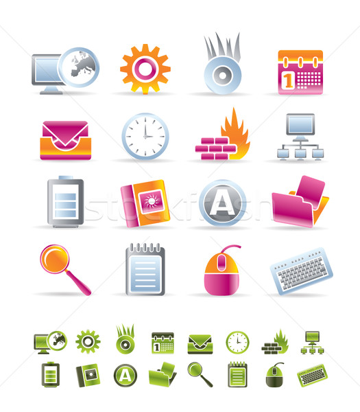 Computer, mobile phone and Internet icons Stock photo © stoyanh