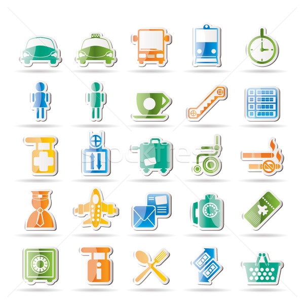 Airport, travel and transportation icons  Stock photo © stoyanh