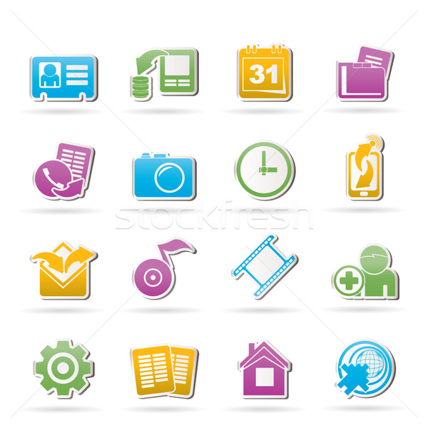 Stock photo: Mobile phone menu icons