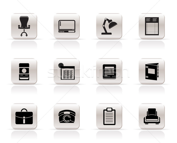 Stockfoto: Eenvoudige · business · kantoor · firma · iconen · vector