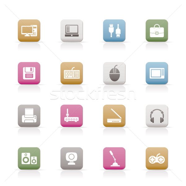 Computer equipment and periphery icons  Stock photo © stoyanh