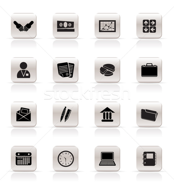 Stockfoto: Eenvoudige · business · kantoor · iconen · vector