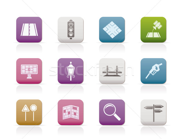 Road, navigation and travel icons  Stock photo © stoyanh