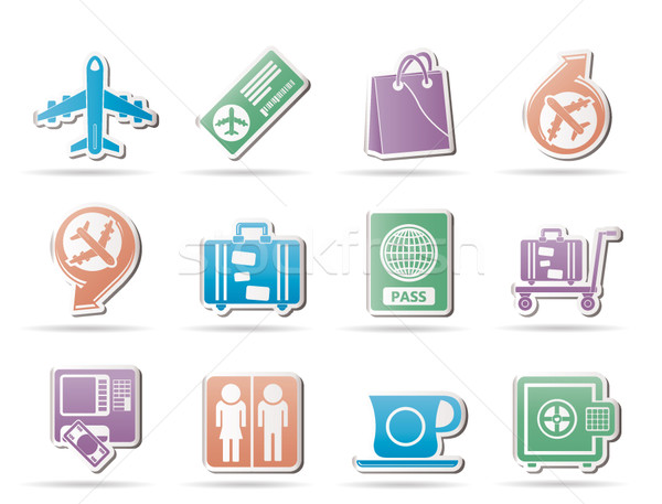 Aeropuerto viaje transporte iconos vector Foto stock © stoyanh