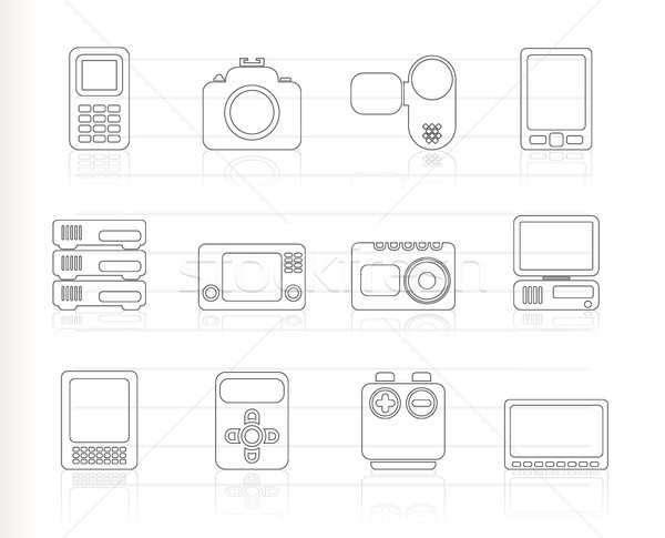 technical, media and electronics icons  Stock photo © stoyanh