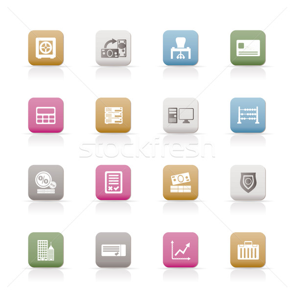 bank, business, finance and office icons Stock photo © stoyanh