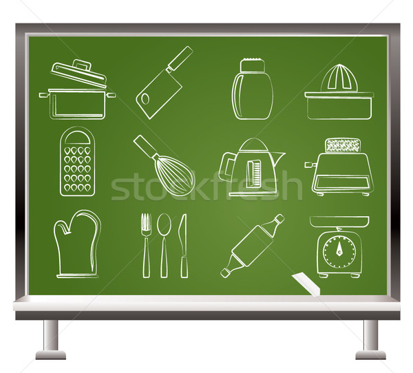 Kitchen and household Utensil Icons Stock photo © stoyanh