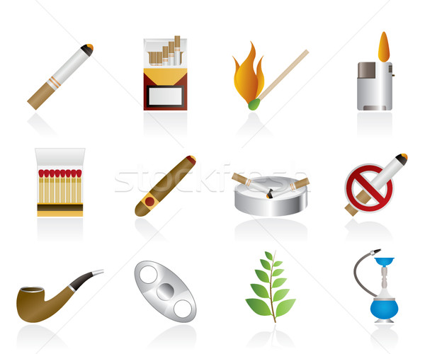 Stock photo: Smoking and cigarette icons